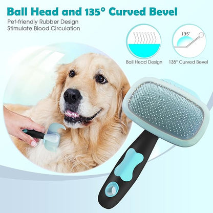 Slicker Brush, PETPAWJOY Dog Brush Gently Cleaning Pin Brush for Shedding Dog Hair Brush for Small Dogs Puppy Yorkie Poodle Rabbits Cats
