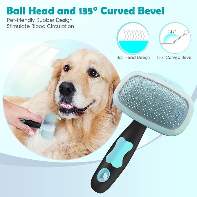 Slicker Brush, PETPAWJOY Dog Brush Gently Cleaning Pin Brush for Shedding Dog Hair Brush for Small Dogs Puppy Yorkie Poodle Rabbits Cats