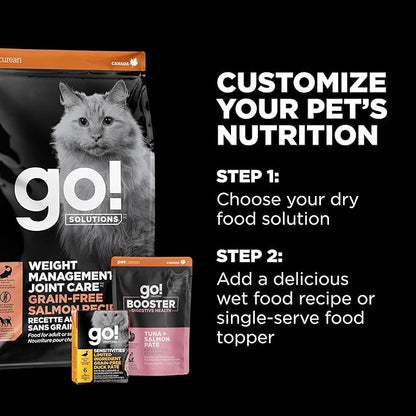 Go! Solutions Weight Management + Joint Care, Grain-Free Dry Cat Food, Salmon Recipe, 3 lb Bag