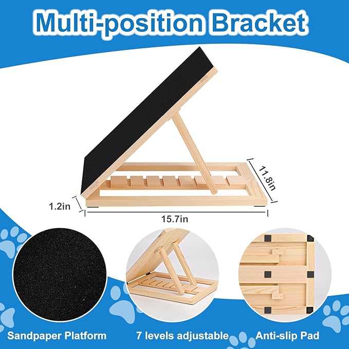 Dog Nail Scratch Pad with Sandpaper Filing Replacement Sandpapers Included and Non-Slip Pad, Trimming Tool Alternative to Dog Nail Clippers and Grinders