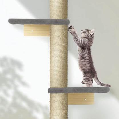 PAWSCRAT Wall-Mounted Cat Tree, 5 Tier Floor to Ceiling Cats Tower, 80 Inch Wall-Mounted Cat Scratching Post, Space Saving Cat Furniture and Easliy Climb for All Cats, Darkgery