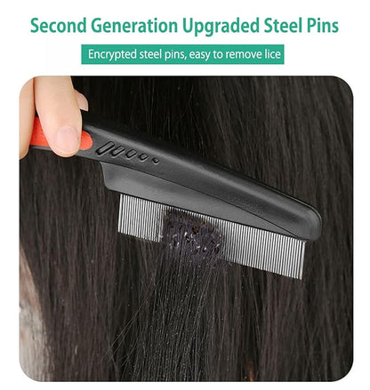 2 PCS Fine Tooth Combs, No Skin Damage Stainless Steel High Strength Teeth Hair Combs, Pet Tear Stain Remover Combs