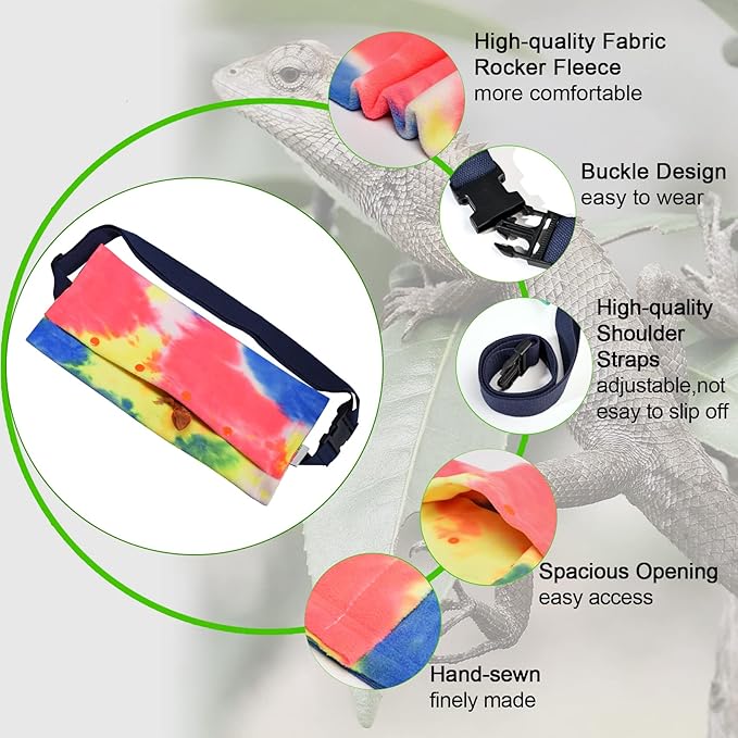 LIKZINWA Small Animal Sling Carrier,Small Animal Bag for Bearded Dragons Lizards and Reptile with Adjustable Strap (Red+Schoolbag)