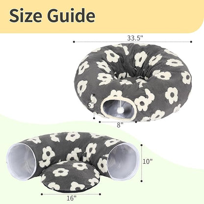 Pesen Cat Tunnel Bed with Soft Cushion, Cat Toys for Indoor Cats Enhance Bonding Between Pets and Owners, Encourage Exploration, and Satisfy Natural Instincts for Kittens, Dogs, and Rabbits