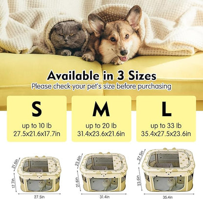 VCEPJH Portable Dog Playpen Foldable Pet Play Pen Collapsible Cat Tent Durable Puppy Crates Kennel Camping Doggy Playpen for Indoor Outdoor Travel Use Kitten Rabbit Animal(L)