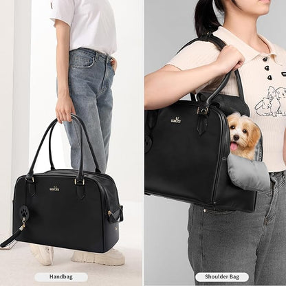 Fashion Pet Carrier Dog Cat Carrier Purse Soft-Sided Leather Handbag Pet Tote Bag for Small Dogs Puppy and Cats,M