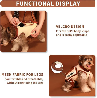 Dog Lift Harness Dog Carrier VES Harness Adjustable Leash with Small Puppy Treat Bag,Fits Most Cars,S，4-8 LBS