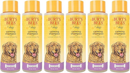 Burt's Bees for Pets Calming Dog Shampoo with Lavender and Green Tea, 6pk, 95% Natural Origin Formulas, Calming Lavender Dog Shampoo - Gentle Dog Shampoo, Best Dog Shampoo, Lavender, 6pk 16 oz