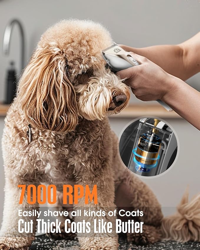 Dog Hair Clippers for Grooming Kit at Home Paw Trimmer Pet Grooming Clippers for Dog Professional Thick Hair Low Noise Cordless Pet Tools for Small & Large Dogs Cats (2in1)