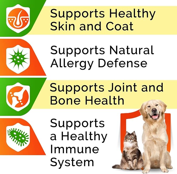 StrellaLab 32 OZ Salmon Oil for Dogs - Omega 3 for Dogs & Cats, Itch & Allergy Relief, Wild Alaskan Salmon Oil for Skin & Coat, Fish Oil Liquid, Shedding Health Support EPA & DHA Fatty Acids