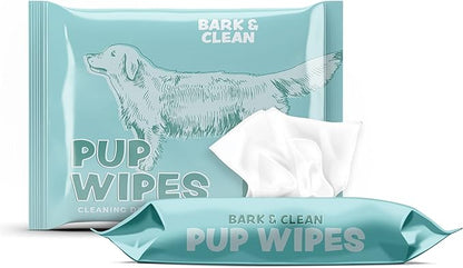 Bark & Clean Dry Dog Wipes, Dog Grooming Supplies - Unscented Non-Woven Dog Cleaning Wipes - Hypoallergenic Dog Wipes for Paws and Butt - Liquid and Chemical Free Pet Wipes - 50