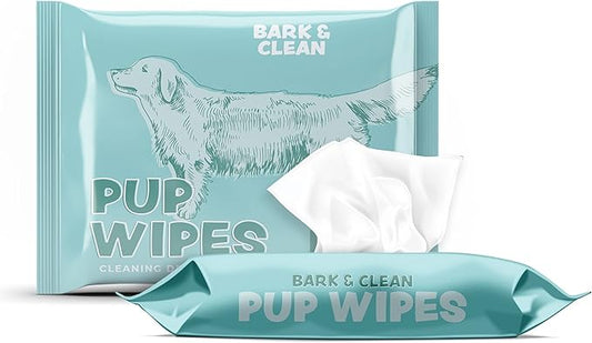 Bark & Clean Dry Dog Wipes, Dog Grooming Supplies - Unscented Non-Woven Dog Cleaning Wipes - Hypoallergenic Dog Wipes for Paws and Butt - Liquid and Chemical Free Pet Wipes - 50