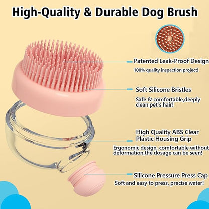 Dog Bath Brush,Dog Shampoo Brush,Cat Bath Brush,Cat Shampoo Brush,Cat Shampoo Brush,Dog/Pet Grooming/Scrubber,with Shampoo Dispenser,Suitable for dog and cat showers
