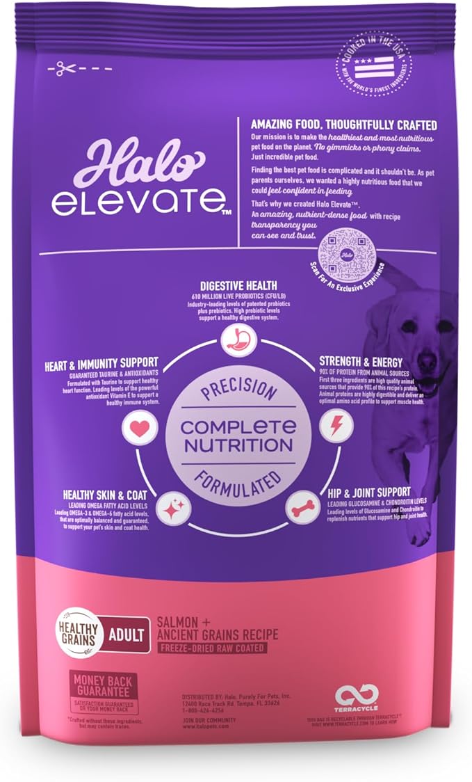 HALO Elevate Dry Dog Food, Healthy Grains Salmon Recipe, 3.5lb