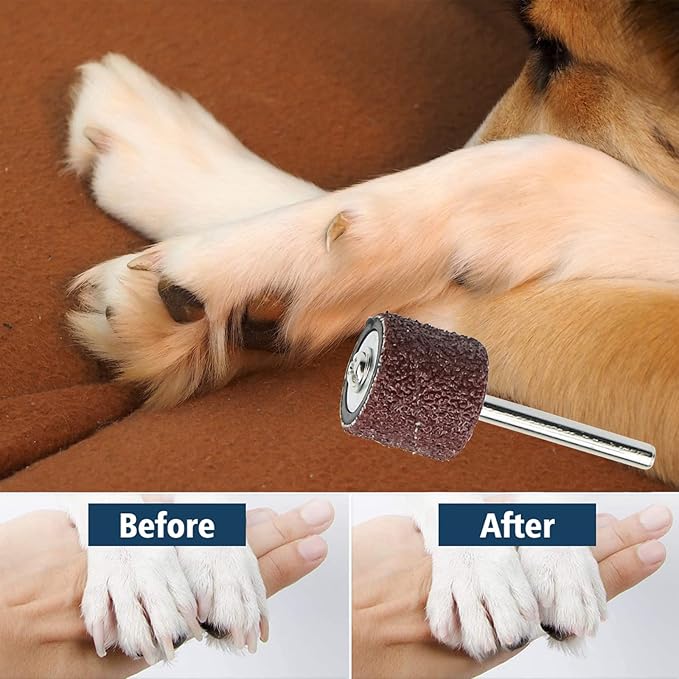 26 Pack Nail Grinder for Dogs Replacement Kit Sanding Drum Set Grit Sand Bands Shank Rotary Tool Kit Pet Nail Smoother Dog Claw Care (80#/120#)