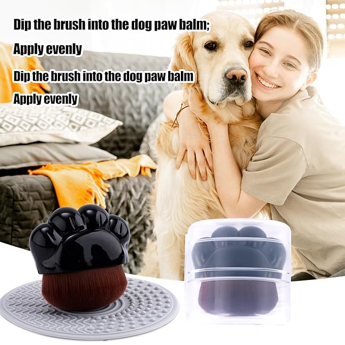 2pcs Dog Paw Balm Brush, Dog Paw Pad Balm Brush with Silicone Cleaning Pad Dog Cares Products Dog Nose Balm Applicator Paw Cleaning Brush for Dogs Cats (Black)