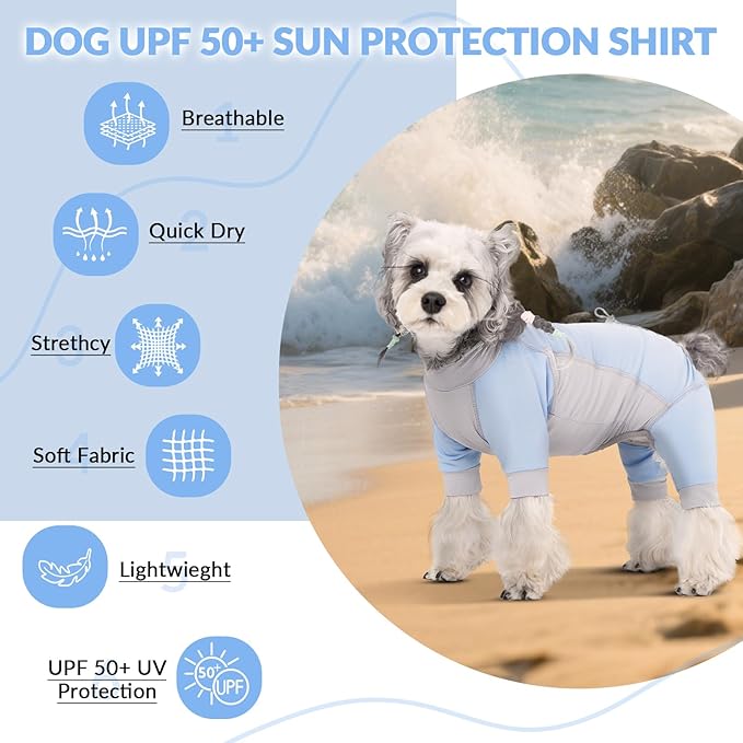 Dog Sun Protection Shirt, UV Shirt for Dogs, Lightweight Breathable Cooling Vest, Quick Dry Dog Summer Clothes for Small Dogs