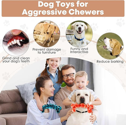 Large Dog Chew Toys: 2 Pack Dog Toys for Aggressive Chewers - Super Chewer Dog Toys for Large Dogs - Tough Dog Chew Toys - Indestructible Dog Toys for Medium, Large Dogs