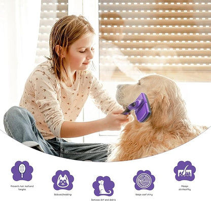 4 in 1 Pet Grooming Kit, Self Cleaning Slicker Brush for Dogs Cats & Small Animals, Dog Brush for Shedding Short Long Haired Dogs. Removes Loose Undercoat, Tangled Hair, Steam Brush