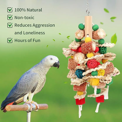 Rypet Wood Bird Chewing Toys for Cage Wall, Wooden Bird Cage Toy for Helping to Trim Beak, Birds Toys Parrot Toy for African Grey Parrots Cockatoos Amazon Parrot and Other Small to Medium Parrots