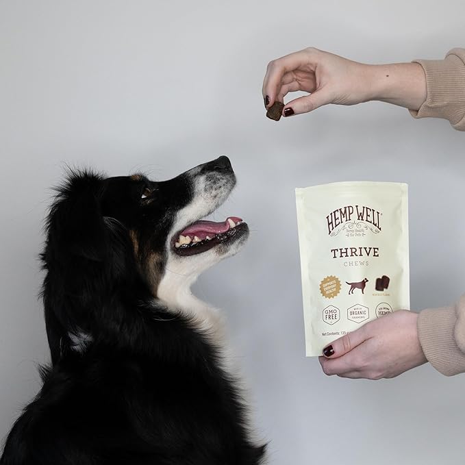 Hemp Well Thrive Chews for Dogs  Supports Hip, Joint, and Heart Health, Promotes Immune Support, Strengthens Skin and Coat, Organically Sourced  60 Count