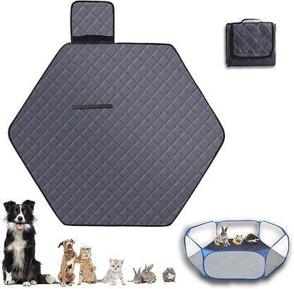 Hexagon Washable Liner for Small Animal Playpen, Portable Reusable Guinea Pig Playpen Pad Hamster Cage Pee Pad Super Absorbent Indoor Waterproof Anti-Slip for Rabbit Bunny (Dark Grey -47Inch)