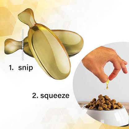 Omega Caps HP Snip Tips for Cats and Small Dogs High Potency EPA and DHA Maximum Bioavailability Fish Oil Supplement Vet Formulated Made in USA Skin Coat Joint and Heart Health 60 Capsules