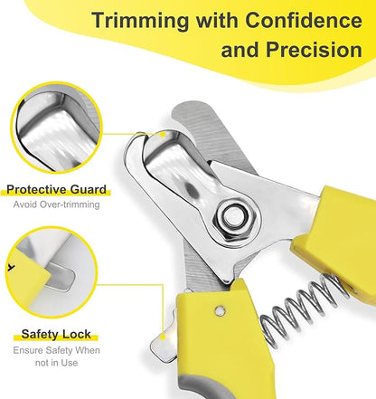 Professional Dog Nail Trimmers, Dog Nail Clippers with Sharp Blade, Safety Lock and Protective Guard for Safe and Effective Grooming