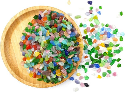 WAYBER 1 Lb/460g Colorful Pebbles Decorative Crystal Stones Sea Glass Opal Rocks Gravel Sand for Aquarium/Turtle Tank/Succulent Plants/Flowerpot/Vase Decoration (Fill 1 Cup)