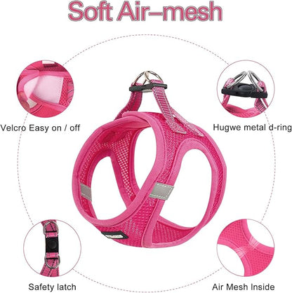Dog Harness for Small Dogs, Small Dog Harness and Leash Set, Honeycomb Grid, Reflective Lightweight Harness & Anti-Twist Pet Lead,Dog Harness(Multi Color, Size: XS-S-M) (S, Rose red)