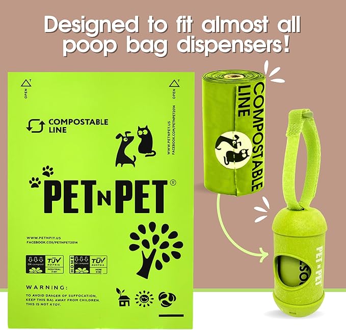 Pet N Pet Poop Bags For Dogs, 120 Counts Dog Poop Bags Rolls + 100% Plant Based Dog Wipes for Paws and Butt, 100 Counts Dog Pet Wipes, 8" x 8" Hypoallergenic Unscented Dog Wipes