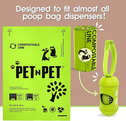 Pet N Pet Poop Bags For Dogs, 120 Counts Dog Poop Bags Rolls + 100% Plant Based Dog Wipes for Paws and Butt, 100 Counts Dog Pet Wipes, 8" x 8" Hypoallergenic Unscented Dog Wipes