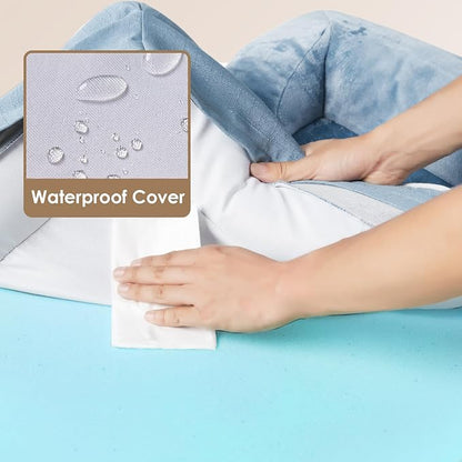 EHEYCIGA Orthopedic Dog Beds for Extra Large Dogs, Waterproof Memory Foam XL Dog Bed with Sides, Non-Slip Bottom and Egg-Crate Foam Big Dog Couch Bed with Washable Removable Cover, Washed Blue