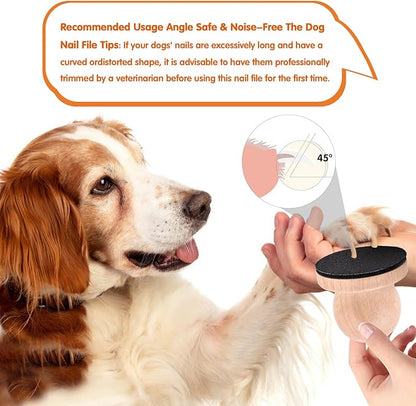 Dog Nail File Dog Scratch Board for Nails Wooden Handicraft Cat Dog Nail Scratch Pad with 4 Pcs Replaceable Sandpaper Dog Trainning Accessories Stress Free Nail Filing for Dogs(Wood)