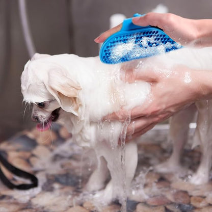 3pcs Rubber Curry Brush, Silicone Dog Brushes, Pet Shampoo Brush with Adjustable Ring Handle for Short Long Haired Dogs Cats,Grooming Soothing Massage Brushes Dog Hair 3 Color