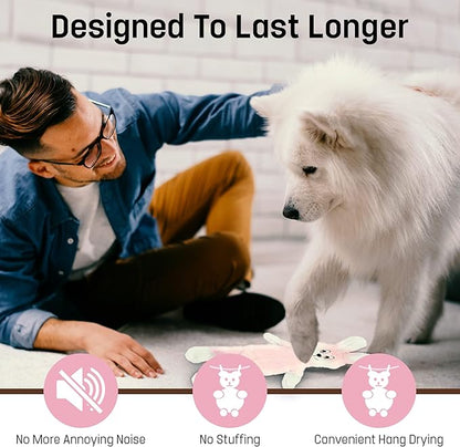 FGA MARKETPLACE Pink Rabbit- Duck Flat NO Stuffing NO Squeak Plush Dog Toy, Funny Style Will Entertain Your Dog for Hours, Recommended for Small and Medium Dog 21 INCH Long