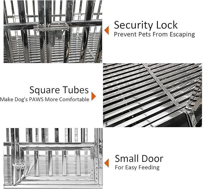 48 Inch Dog Crates for Large Dogs, Upgraded 4 Lockable Wheels, Removable Door, Dog Kennel Indoor, Max Load 300Lbs, Easy to Clean, Removable Tray, XL Dog Cage for Large and Medium Dogs
