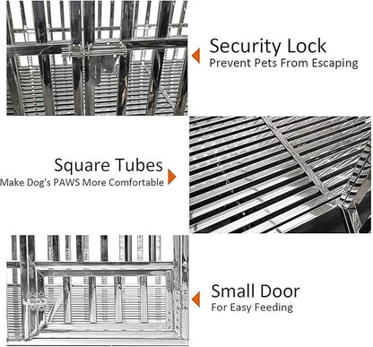 48 Inch Dog Crates for Large Dogs, Upgraded 4 Lockable Wheels, Removable Door, Dog Kennel Indoor, Max Load 300Lbs, Easy to Clean, Removable Tray, XL Dog Cage for Large and Medium Dogs