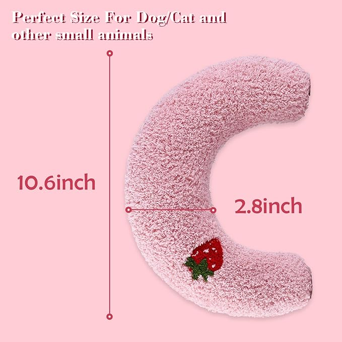 T'CHAQUE Dog Pillow Bed, Cat Calming Pillow, Dog Neck Pillow for Joint Relief Sleeping, Ultra Soft Half Donut Cuddler, Pillow Pet for Upper Spine Support, Doggy/Kitten Pillow Training Toy, PinkCherry