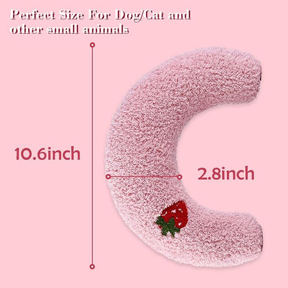 T'CHAQUE Dog Pillow Bed, Cat Calming Pillow, Dog Neck Pillow for Joint Relief Sleeping, Ultra Soft Half Donut Cuddler, Pillow Pet for Upper Spine Support, Doggy/Kitten Pillow Training Toy, PinkCherry