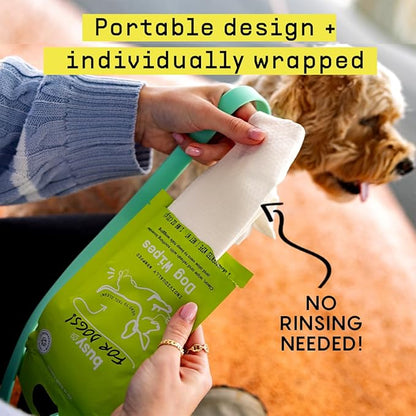 Busy Co. - Hypoallergenic Dog Wipes, Cleaning and Odor Control Grooming Wipes for Paws, Body, and Butt, Perfect for Puppy and Adult Dogs, Individually Wrapped, Unscented (Unscented, 20 Grooming Wipes)