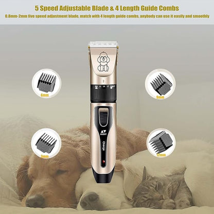 Dog Shaver Clippers, Pets Grooming Kit, Low Noise Rechargeable Cordless Hair Clippers for Small&Large Dogs Cats