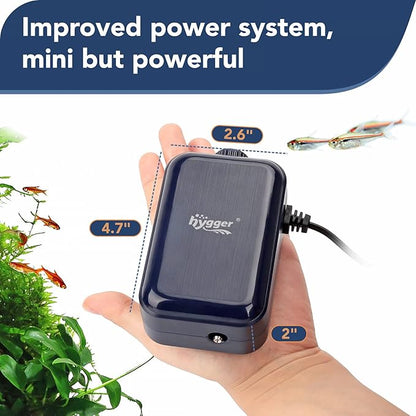 hygger Aquarium Air Pump,Adjustable Oxygen Pump，Silent Powerful Aerator Pump 2W/3W/4.5W/6W/ 1/2 Air Outlets Ultra for Up to 100 Gallon Tank
