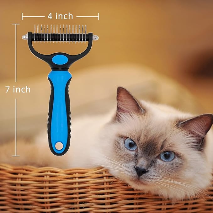 Dog Undercoat Rake, Cat Grooming Rake Shedding Brush 2 Sided Pet Grooming Tool Deshedding and Dematting Rake Brushes Comb for Pets Remove Undercoat Mats & Tangles