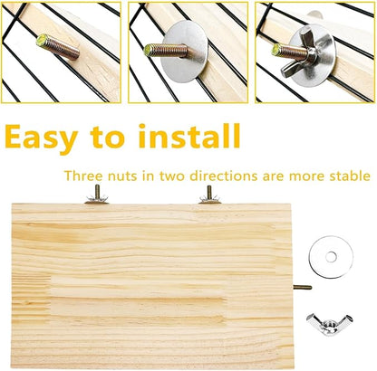 Chinchilla Wooden Platform Ledge 13 × 8 ’’ Bird Perch Stand Shelf 2PCS Large Platform for Ferret Rabbit Guinea Pig Conure Hamster Parrot Macaw Cockatiel