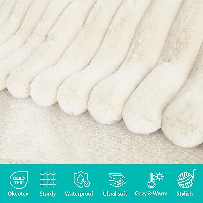 Waterproof Dog Blanket for Bed, Luxury Plush Washable Large Dogs Blankets for Furniture Protection, Super Soft Calming Pet Blanket for Indoors (Cream, 30"x40")