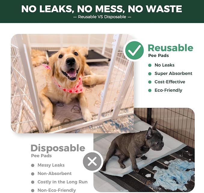 FXW 24 inch 8 Panels Rollick Dog Playpen & FXW 63" x 63" 1 Pack Washable Pee Pads