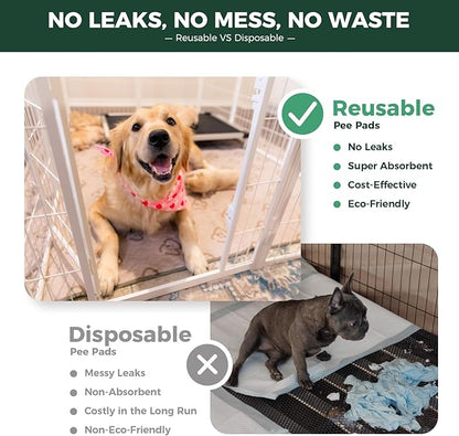 FXW 24 inch 8 Panels Rollick Dog Playpen & FXW 63" x 63" 1 Pack Washable Pee Pads