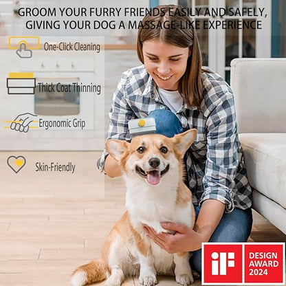 Cat & Dog Deshedding Brush,Dog Deshedding Tool,cat & Dog Brush For Shedding,Professional Pet Deshedding Brush For Dogs And Cats - Effective Undercoat Grooming Tool For Indoor And Travel Use