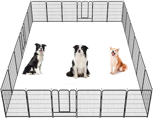 Dog Playpen,32/40/45 Inch Height in Heavy Duty, Folding Indoor Outdoor Anti-Rust Dog Exercise Fence, Portable Pet Playpen with Door for Large Medium Small Dogs and Pet (24 Panels, 40 Inch) Silver